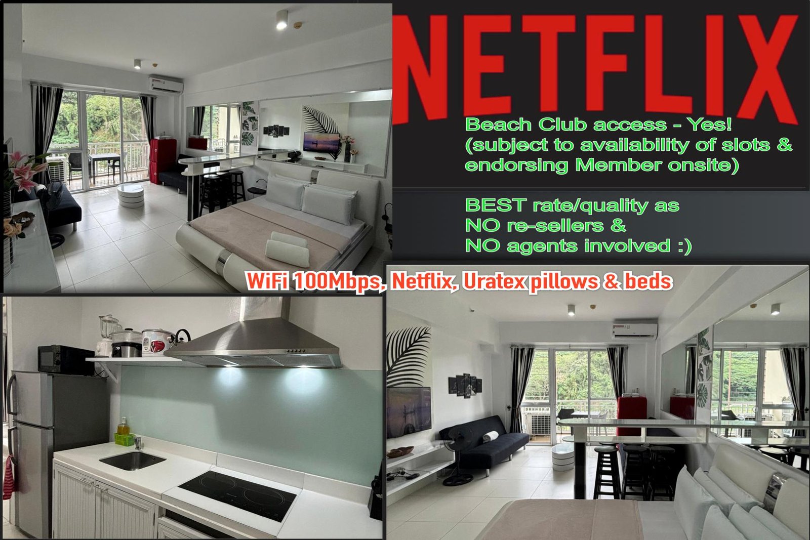 Netflix WiFi 50"TV, Uratex- Pico de Loro Cove- 1BR